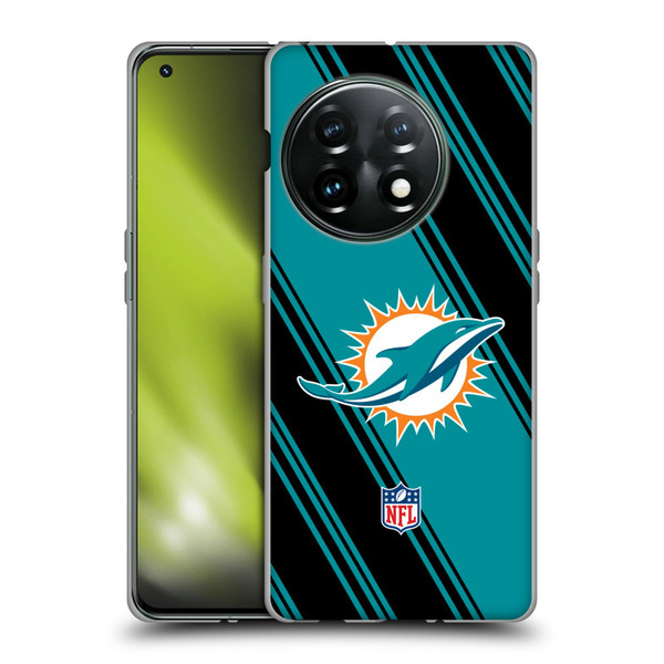 NFL Miami Dolphins Artwork Stripes Soft Gel Case for OnePlus 11 5G