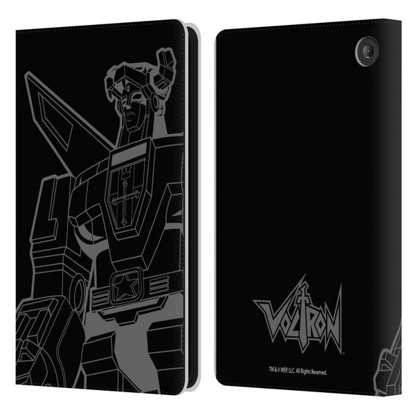 Voltron Graphics Oversized Black Robot Leather Book Wallet Case Cover For Amazon Fire 7 2022