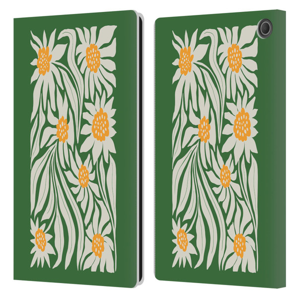 Ayeyokp Plants And Flowers Sunflowers Green Leather Book Wallet Case Cover For Amazon Fire Max 11 2023