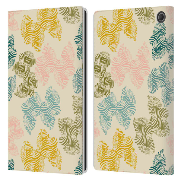 Gabriela Thomeu Art Zebra Green Leather Book Wallet Case Cover For Amazon Fire Max 11 2023