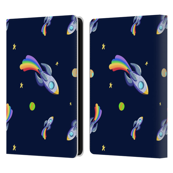 Carla Morrow Patterns Rocketship Leather Book Wallet Case Cover For Amazon Kindle Paperwhite 5 (2021)