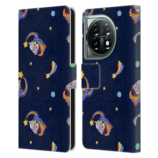 Carla Morrow Patterns Red Panda Leather Book Wallet Case Cover For OnePlus 11 5G