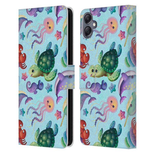 Carla Morrow Patterns Sea Life Leather Book Wallet Case Cover For Samsung Galaxy A05