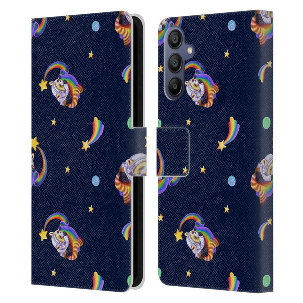 Carla Morrow Patterns Red Panda Leather Book Wallet Case Cover For Samsung Galaxy A15