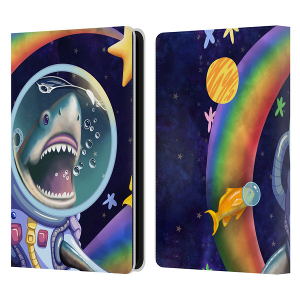 Carla Morrow Rainbow Animals Shark & Fish In Space Leather Book Wallet Case Cover For Amazon Kindle Paperwhite 5 (2021)