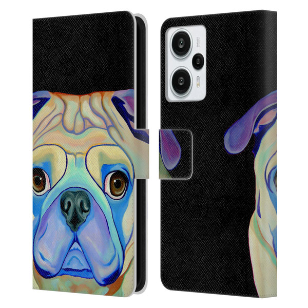 Jody Wright Dog And Cat Collection Pug Leather Book Wallet Case Cover For Xiaomi Redmi Note 12T
