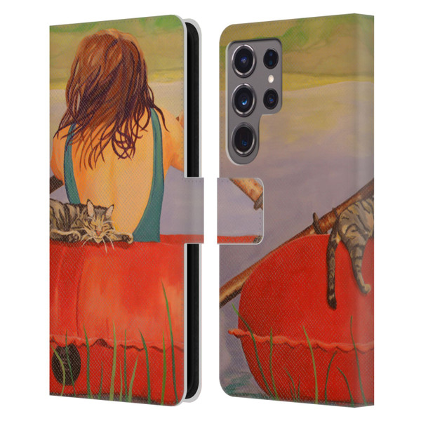 Jody Wright Life Around Us The Woman And Cat Nap Leather Book Wallet Case Cover For Samsung Galaxy S24 Ultra 5G