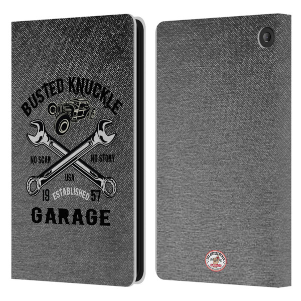 Busted Knuckle Garage Graphics No Scar Leather Book Wallet Case Cover For Amazon Fire 7 2022