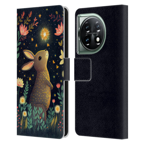 JK Stewart Art Rabbit Catching Falling Star Leather Book Wallet Case Cover For OnePlus 11 5G