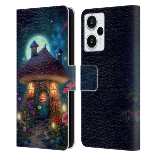 JK Stewart Graphics Mushroom House Leather Book Wallet Case Cover For Xiaomi Redmi Note 12T