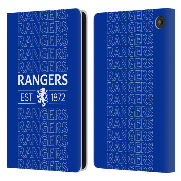 Rangers FC Crest Typography Leather Book Wallet Case Cover For Amazon Fire 7 2022