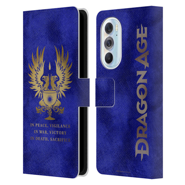 EA Bioware Dragon Age Heraldry Grey Wardens Gold Leather Book Wallet Case Cover For Motorola Edge X30