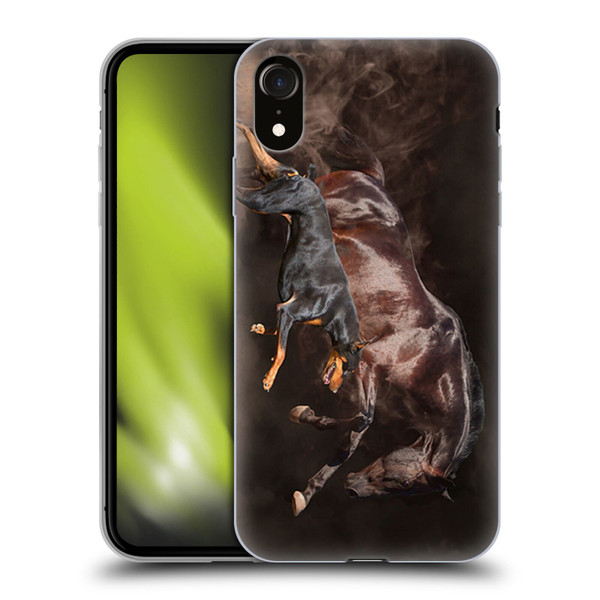 Klaudia Senator Animal Art Doberman And Horse Soft Gel Case for Apple iPhone XR