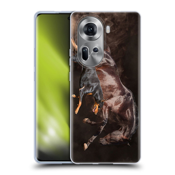 Klaudia Senator Animal Art Doberman And Horse Soft Gel Case for OPPO Reno11