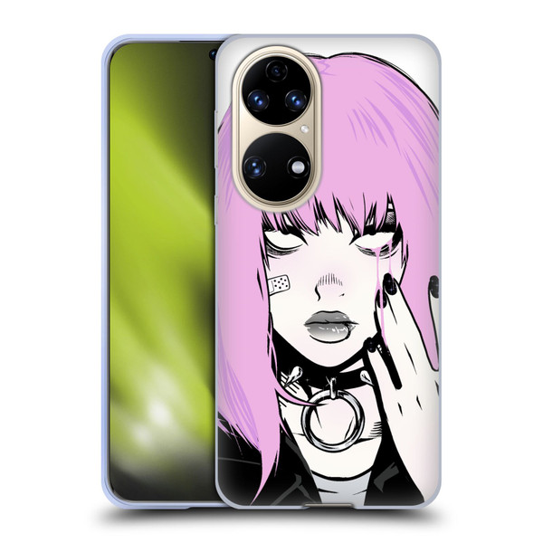 Zombie Makeout Club Graphics Pink Hair Soft Gel Case for Huawei P50