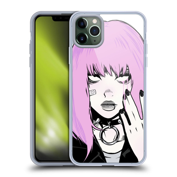 Zombie Makeout Club Graphics Pink Hair Soft Gel Case for Apple iPhone 11 Pro Max