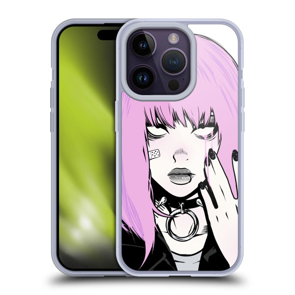 Zombie Makeout Club Graphics Pink Hair Soft Gel Case for Apple iPhone 14 Pro