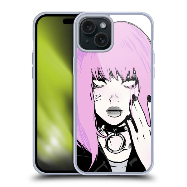 Zombie Makeout Club Graphics Pink Hair Soft Gel Case for Apple iPhone 15 Plus