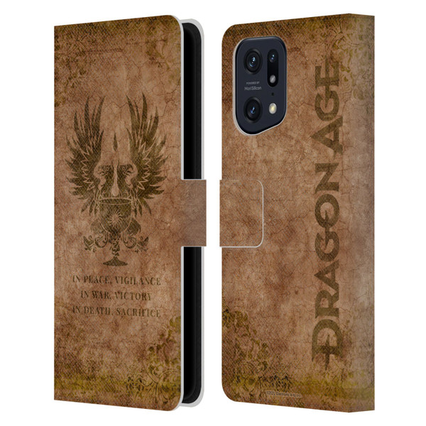 EA Bioware Dragon Age Heraldry Grey Wardens Distressed Leather Book Wallet Case Cover For OPPO Find X5