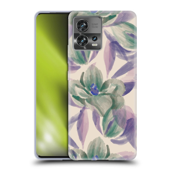 Anis Illustration Floral And Leaves Magnolias Paint Purple Soft Gel Case for Motorola Moto Edge 30 Fusion