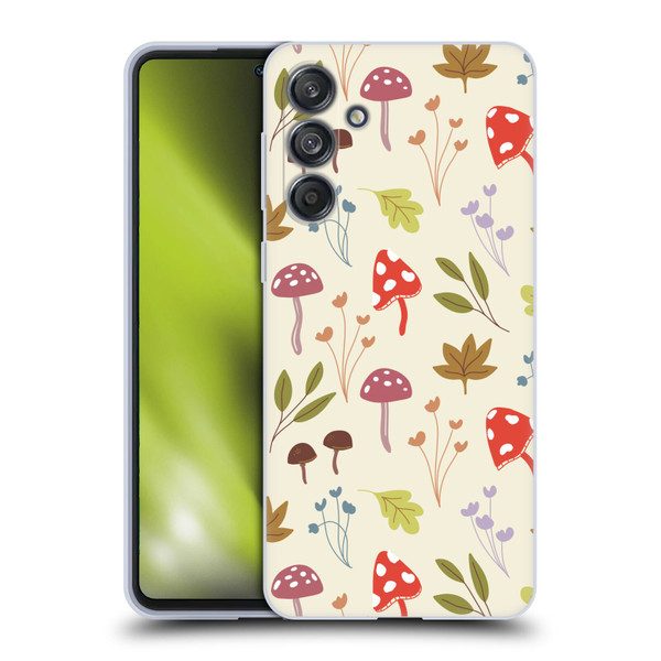 Anis Illustration Floral And Leaves Cute Mushrooms Soft Gel Case for Samsung Galaxy M55 5G