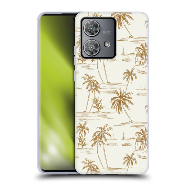 Anis Illustration Mix Pattern Beach Beige Gold Soft Gel Case for Motorola Edge 40 Neo 5G