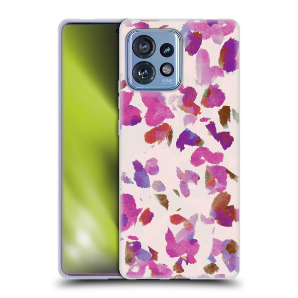 Anis Illustration Mix Pattern Soft Feminine Pink Flowers Soft Gel Case for Motorola Moto Edge 40 Pro