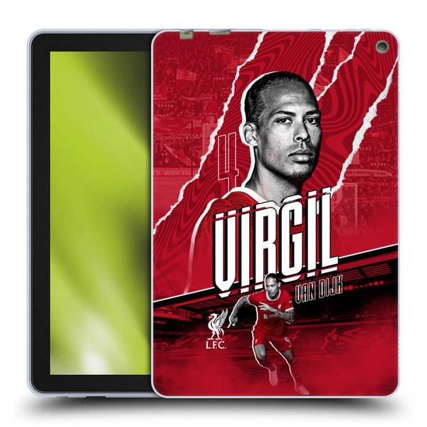 Liverpool Football Club 2023/24 First Team Virgil van Dijk Soft Gel Case for Amazon Fire HD 10 / Plus 2021