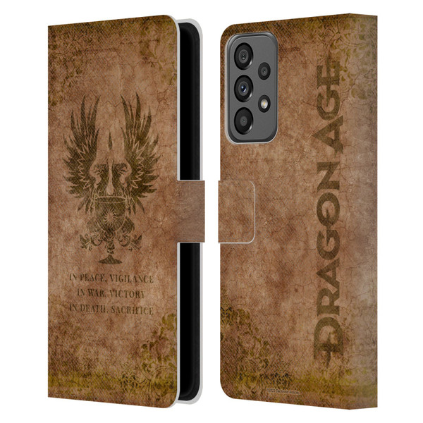 EA Bioware Dragon Age Heraldry Grey Wardens Distressed Leather Book Wallet Case Cover For Samsung Galaxy A73 5G (2022)