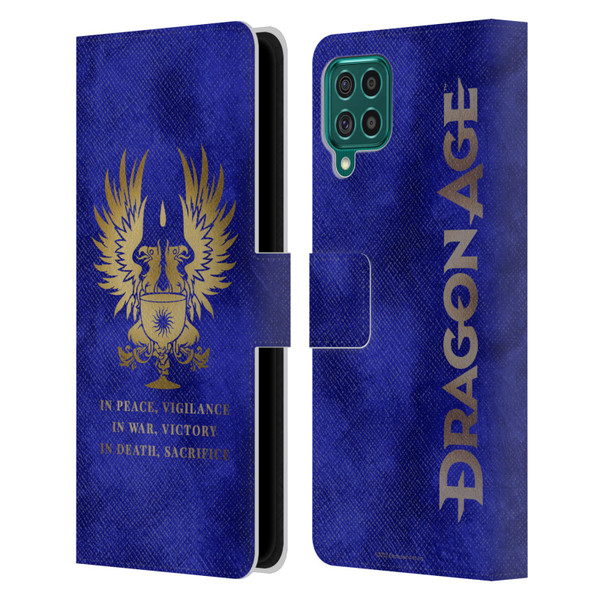 EA Bioware Dragon Age Heraldry Grey Wardens Gold Leather Book Wallet Case Cover For Samsung Galaxy F62 (2021)