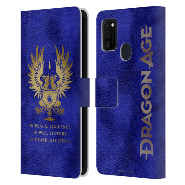 EA Bioware Dragon Age Heraldry Grey Wardens Gold Leather Book Wallet Case Cover For Samsung Galaxy M30s (2019)/M21 (2020)