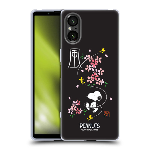 Peanuts Oriental Snoopy Cherry Blossoms Soft Gel Case for Sony Xperia 5 V 5G