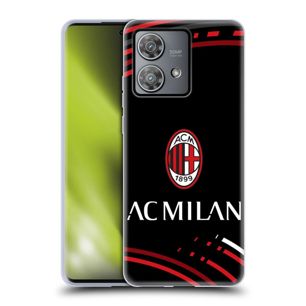 AC Milan Crest Patterns Curved Soft Gel Case for Motorola Edge 40 Neo 5G