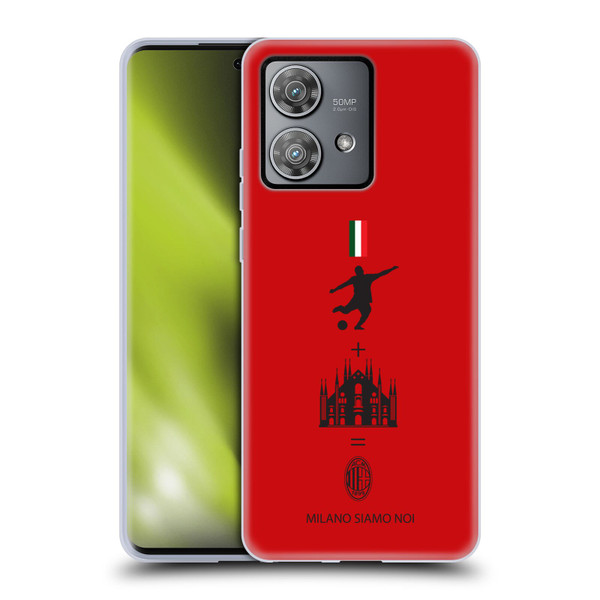 AC Milan Crest Patterns Red Soft Gel Case for Motorola Edge 40 Neo 5G
