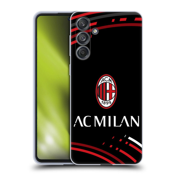 AC Milan Crest Patterns Curved Soft Gel Case for Samsung Galaxy M55 5G
