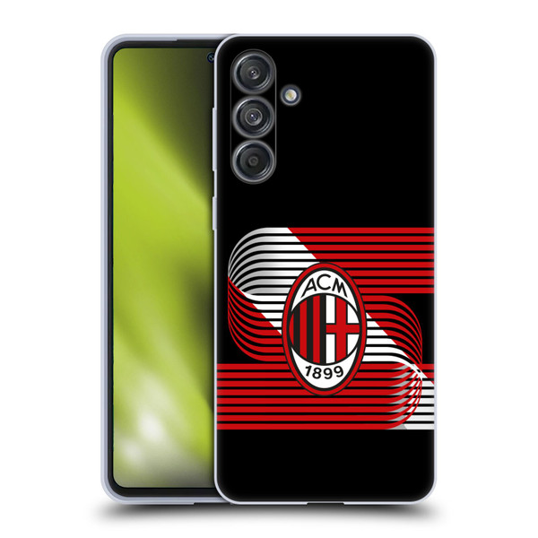 AC Milan Crest Patterns Diagonal Soft Gel Case for Samsung Galaxy M55 5G