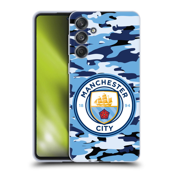 Manchester City Man City FC Badge Camou Blue Moon Soft Gel Case for Samsung Galaxy M55 5G