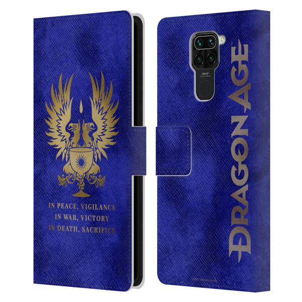EA Bioware Dragon Age Heraldry Grey Wardens Gold Leather Book Wallet Case Cover For Xiaomi Redmi Note 9 / Redmi 10X 4G