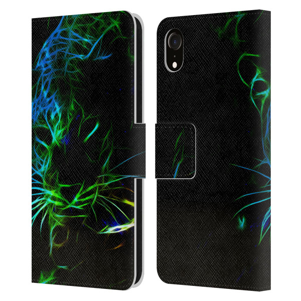 Simone Gatterwe Animals Neon Leopard Leather Book Wallet Case Cover For Apple iPhone XR