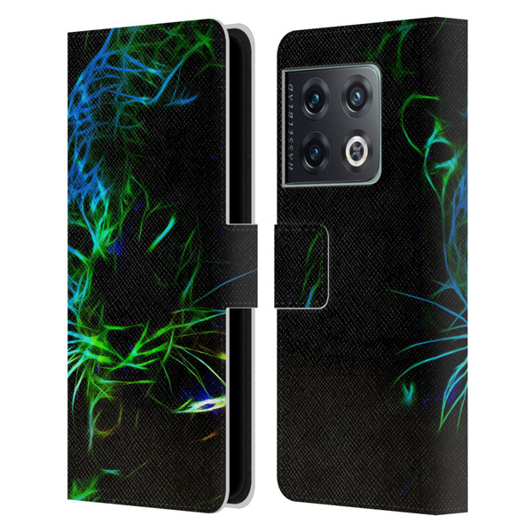 Simone Gatterwe Animals Neon Leopard Leather Book Wallet Case Cover For OnePlus 10 Pro