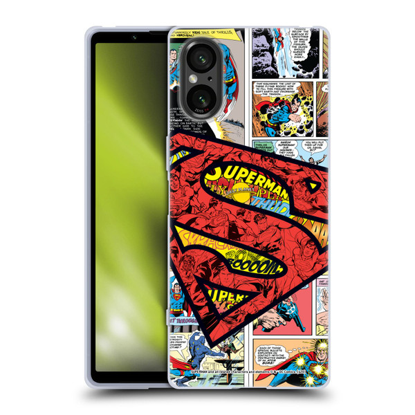 Superman DC Comics Comicbook Art Oversized Logo Soft Gel Case for Sony Xperia 5 V 5G
