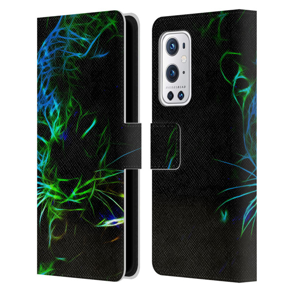 Simone Gatterwe Animals Neon Leopard Leather Book Wallet Case Cover For OnePlus 9 Pro