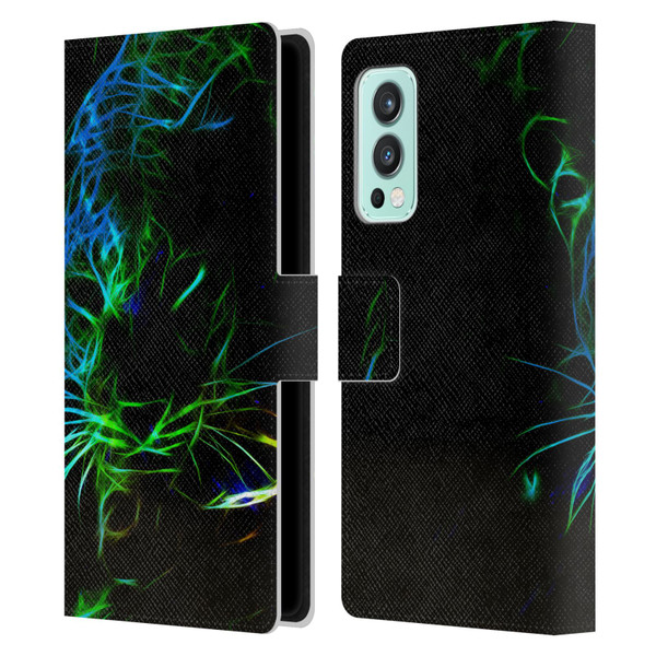Simone Gatterwe Animals Neon Leopard Leather Book Wallet Case Cover For OnePlus Nord 2 5G