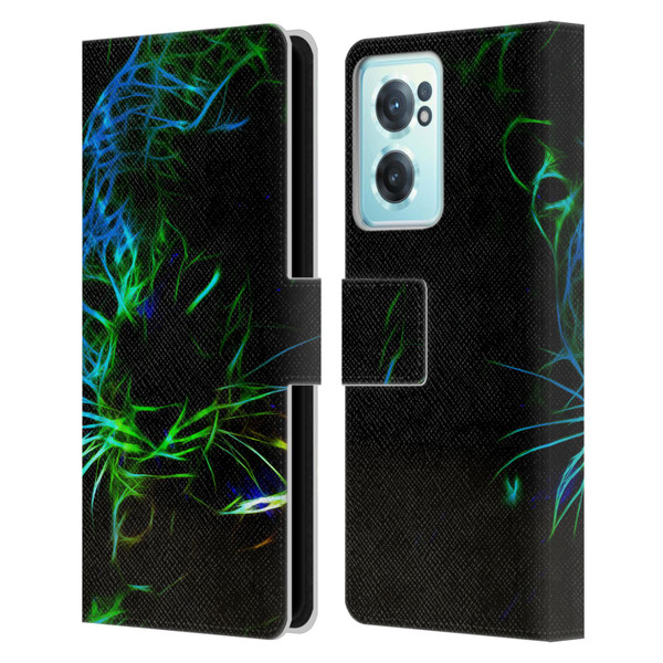 Simone Gatterwe Animals Neon Leopard Leather Book Wallet Case Cover For OnePlus Nord CE 2 5G