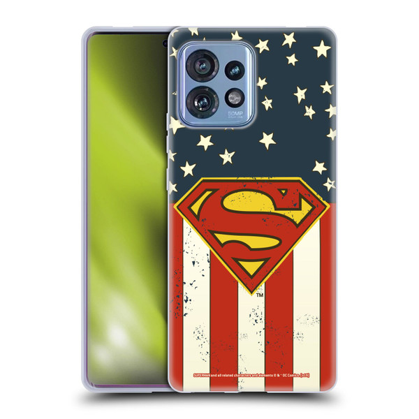 Superman DC Comics Logos U.S. Flag Soft Gel Case for Motorola Moto Edge 40 Pro