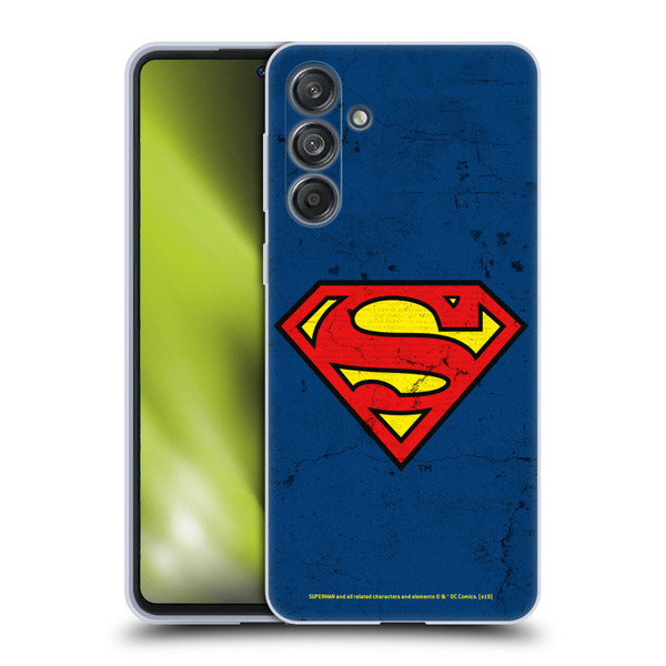 Superman DC Comics Logos Distressed Look Soft Gel Case for Samsung Galaxy M55 5G