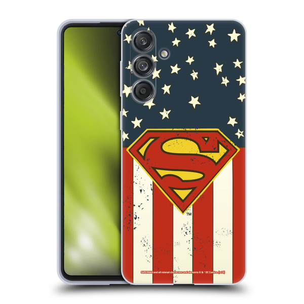 Superman DC Comics Logos U.S. Flag Soft Gel Case for Samsung Galaxy M55 5G