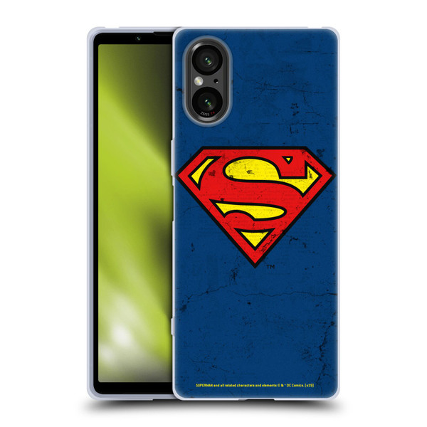 Superman DC Comics Logos Distressed Look Soft Gel Case for Sony Xperia 5 V 5G