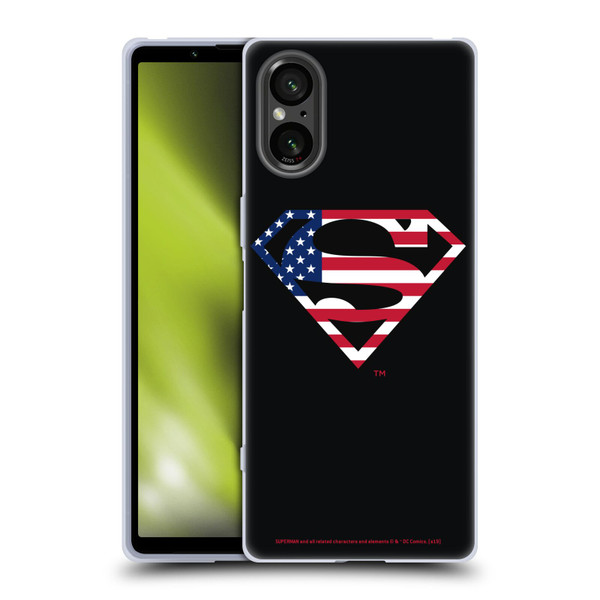 Superman DC Comics Logos U.S. Flag 2 Soft Gel Case for Sony Xperia 5 V 5G