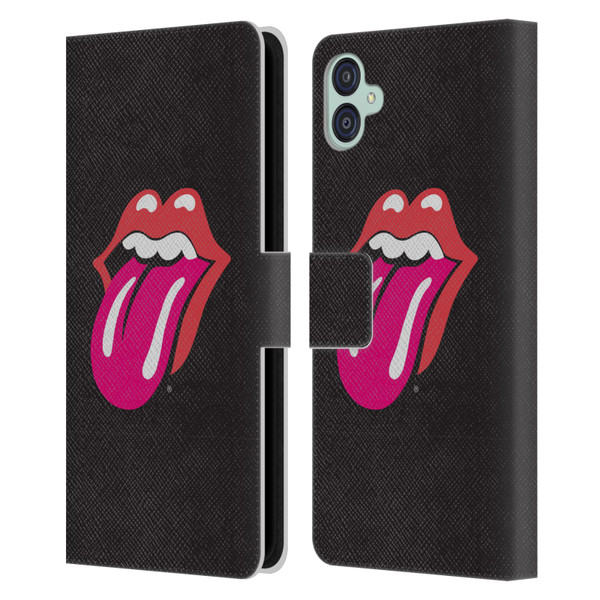 The Rolling Stones Graphics Pink Tongue Leather Book Wallet Case Cover For Samsung Galaxy M04 5G / A04e